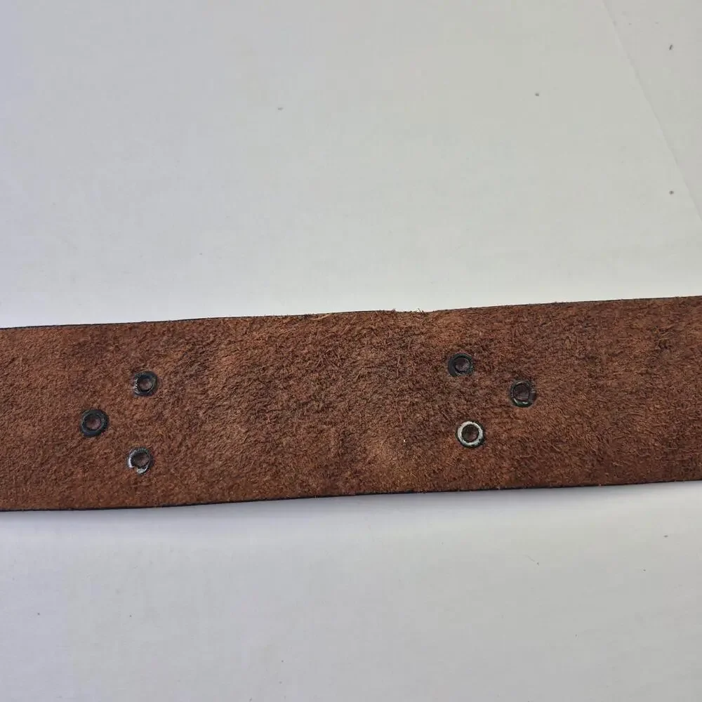 Leather Belt Mens Size 34 Brown Oil Tanned Harness Work Adjustable Buckle